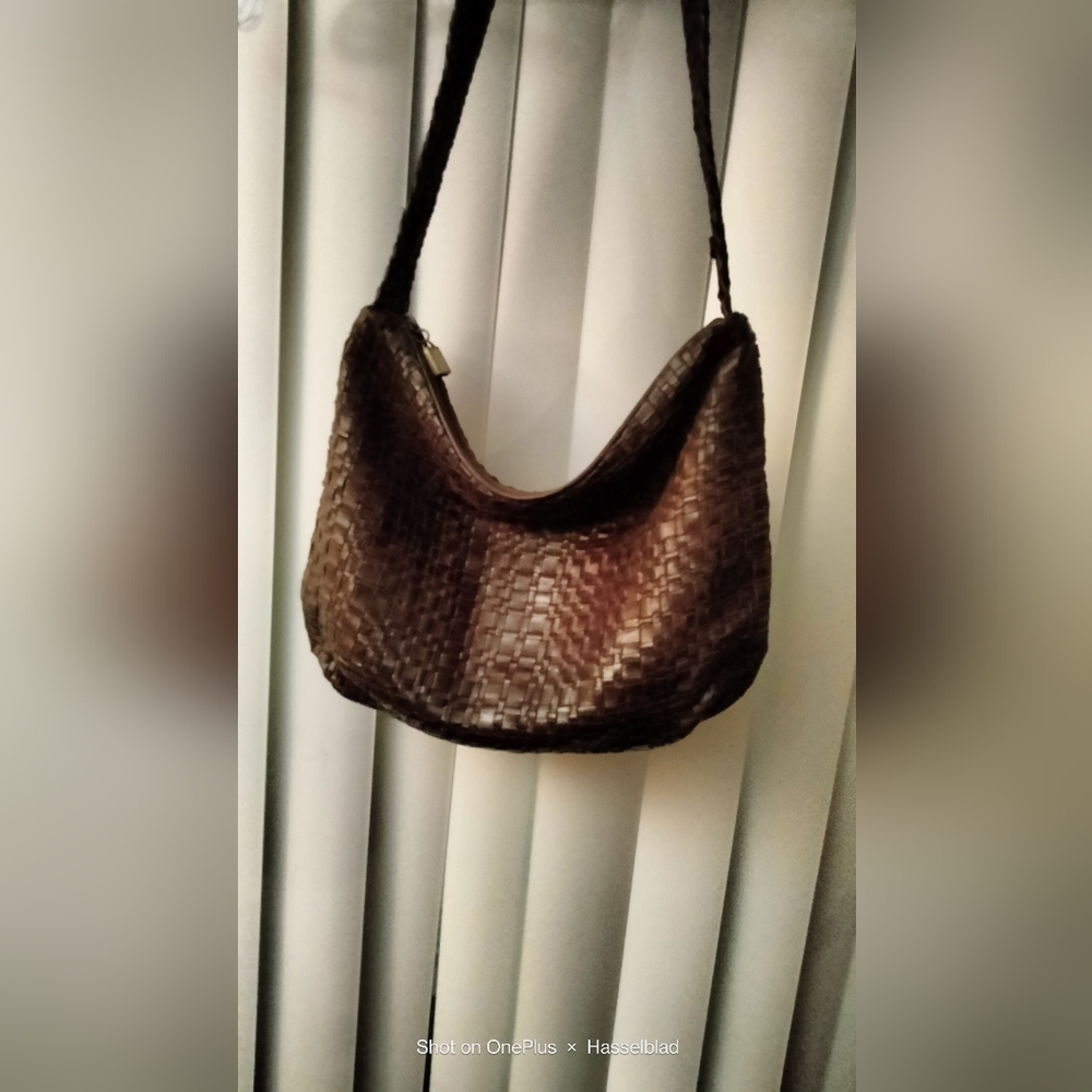 Vintage Elliot Lucca woven leather slouchy hobo
